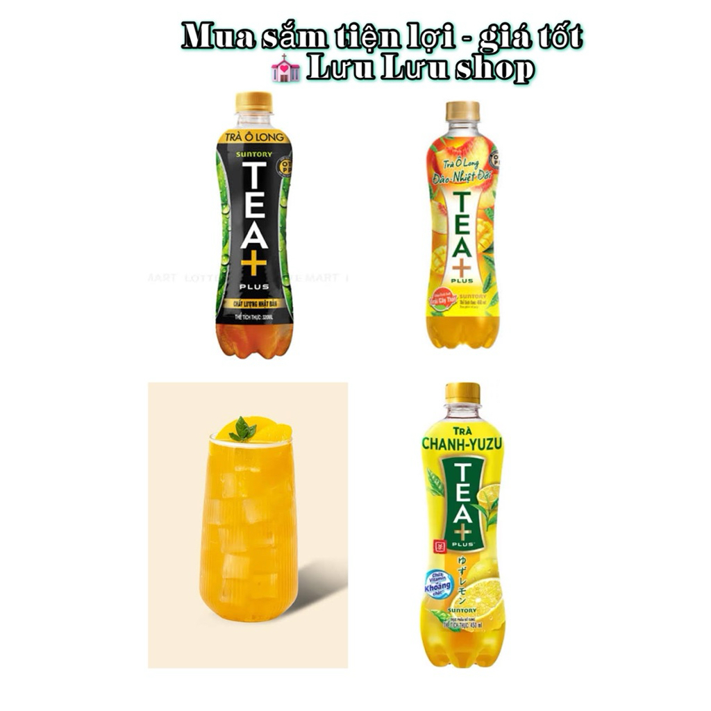 Combo 3 chai trà ô long tea plus / ô long chanh /ô long đào chai 450 ml