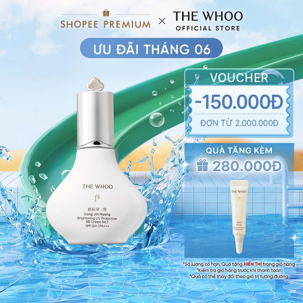 [THE WHOO OFFICIAL] Kem BB trang điểm chống nắng Gongjinhyang Brightening UV Protective BB Cream SPF50+ PA+++ 40ml