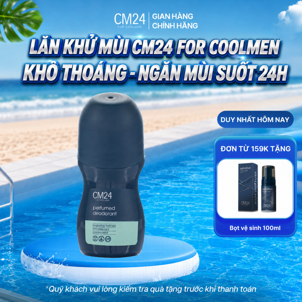 (KHÔNG VÀNG ÁO) Lăn Khử Mùi Nam CM24 FOR COOLMEN  Khử Mùi Giảm Tiết Mồ Hôi 24 Tiếng Giúp Khô Thoáng 