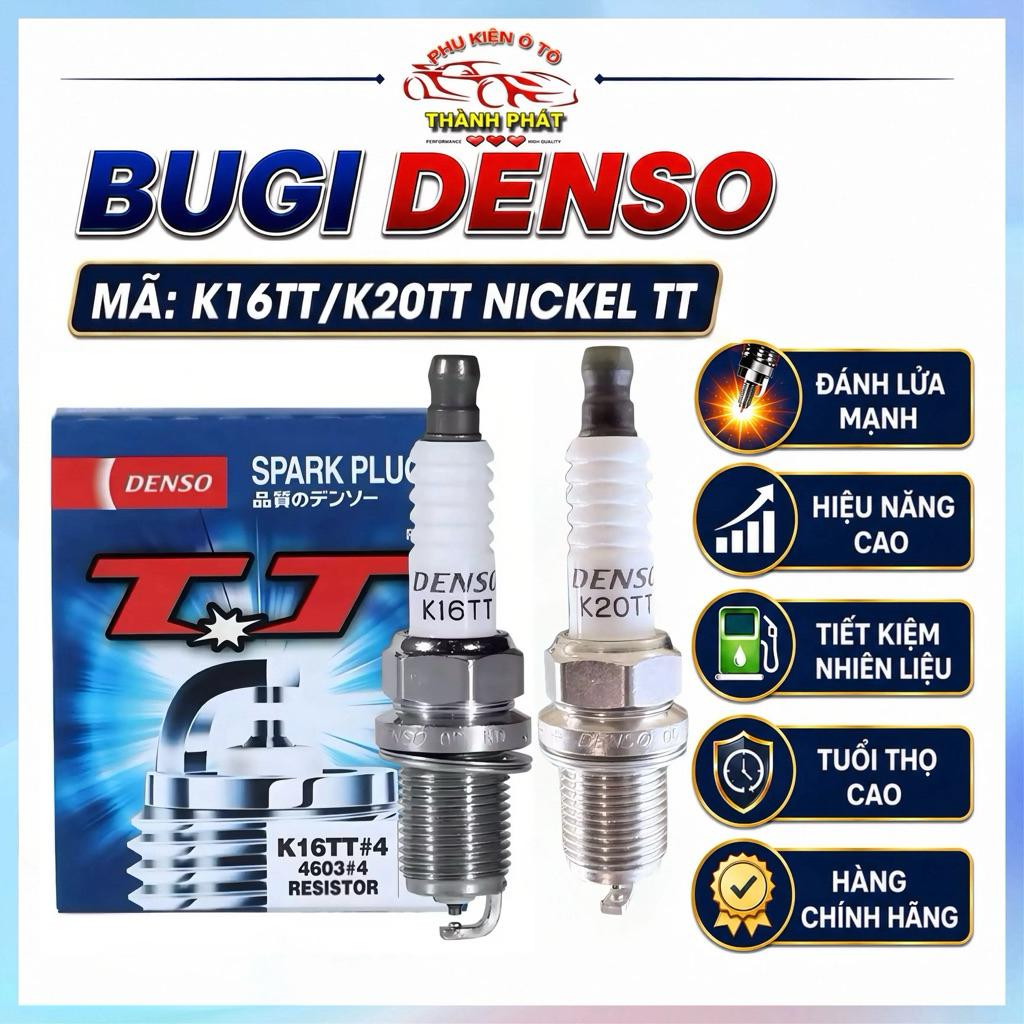 Bugi Denso K16TT K20TT Nickel Chính Hãng – Bugi Ô Tô Twin Tip Hiệu Suất Cao Dùng Cho Nhiều Hãng Xe