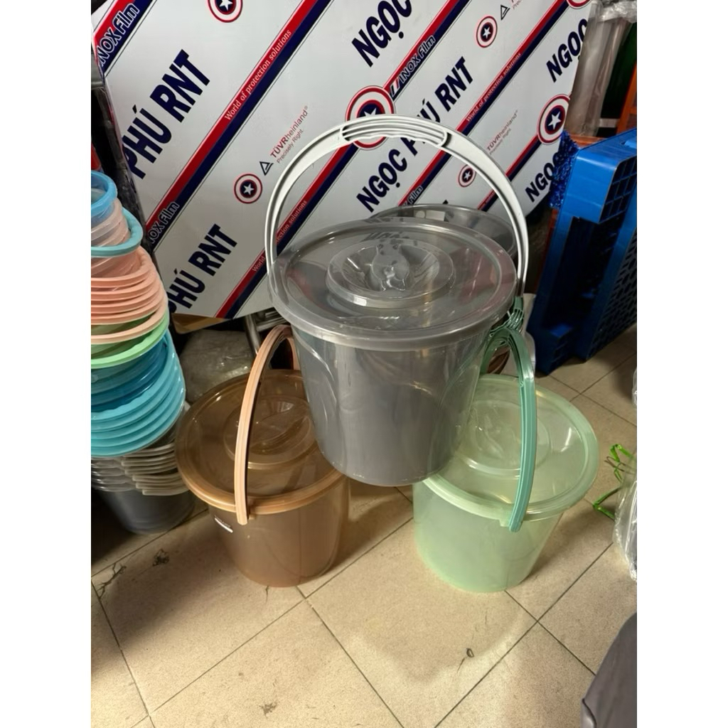 (NEM) Xô nhựa màu trong cao cấp , Xô nhựa trong nhiều kích cỡ lớn nhỏ - xô nhựa màu trong 6 lít / 10