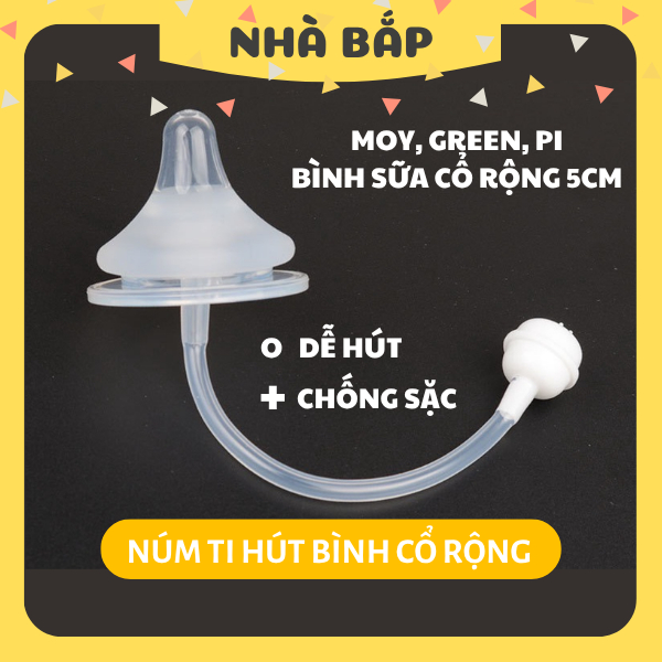 Núm Ti Tập Hút Bình sữa Mo.yuum, Dây Ti Sữa Bình Sữa Cổ Rộng Giúp Bé Bú Mọi Tư Thế - Nhà Bắp