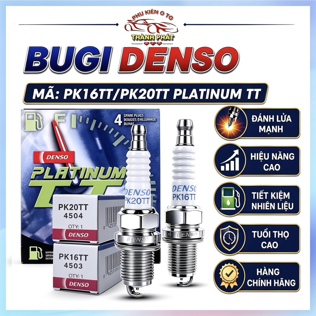 Bugi Denso PK16TT PK20TT Chính Hãng – Bugi Ô Tô Platinum TT Tiết Kiệm Nhiên Liệu Cho Nhiều Dòng Xe