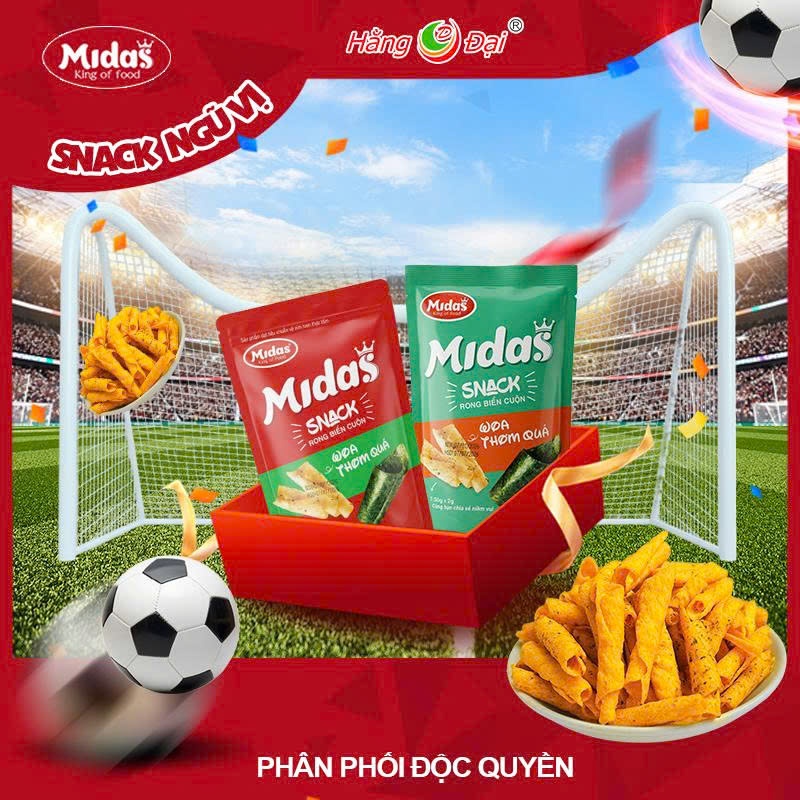 Snack Midas ngũ vị Snack khoai tây lát/ snack cuộn rong biển/ Snack bò nướng BBQ giòn tan