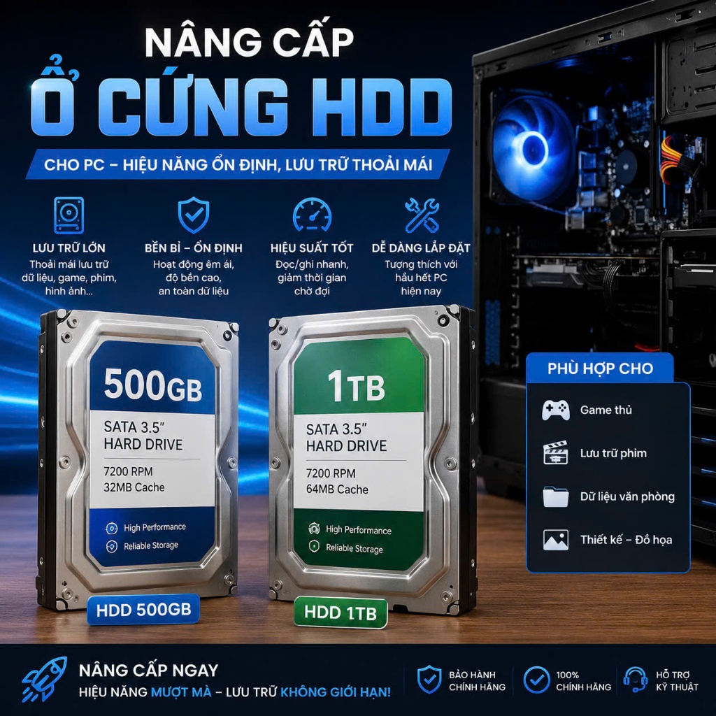 HHD 500GB HHD 1TB NÂNG CẤP CHO PC