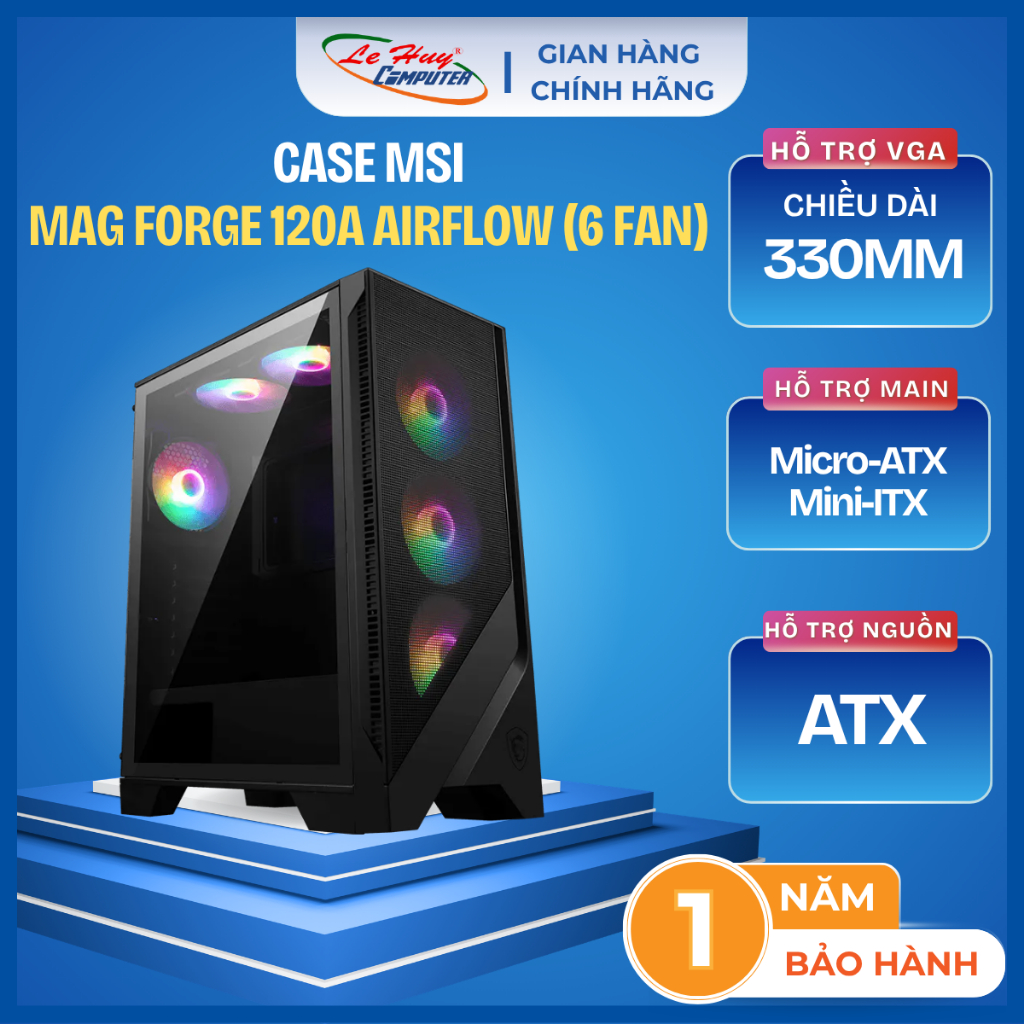 Vỏ CASE MSI MAG FORGE 120A AIRFLOW (6 FAN) - Hàng Chính Hãng