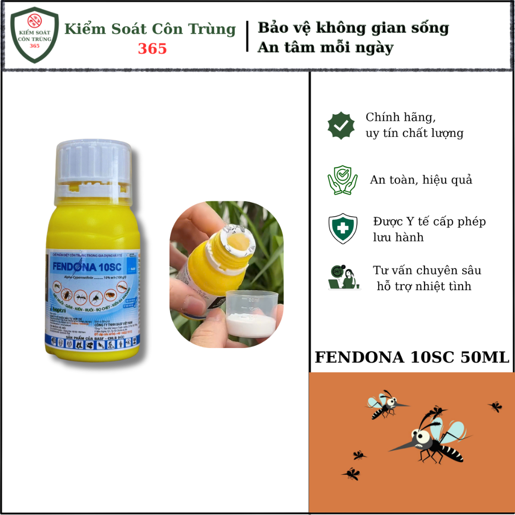 Fendona 10sc, fendona kiểm soát muỗi, côn trùng không mùi hàng chuẩn Basf dung tích 50ml