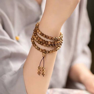 Vòng tay trầm hương chuỗi tràng 108 hạt trầm tóc vườn mang bình an may mắn - Xưởng Mộc Việt