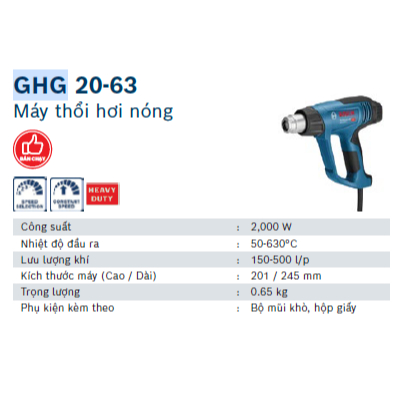 Máy thổi hơi nóng Bosch GHG 20-63