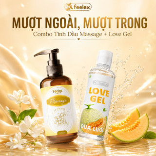 Combo "Mượt ngoài, Mượt trong" - Tinh dầu massage kèm Gel bôi trơn, nhiều hương thơm, siêu trơn, hỗ trợ tăng cảm giác