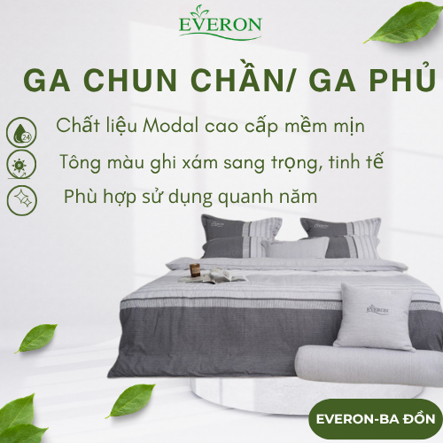 Ga Giường Everon Sợi Giao Thoa EPM25039 – Vải Modal Cao Cấp Mềm Mịn, Thoáng Mát, Chăn Ga Everon