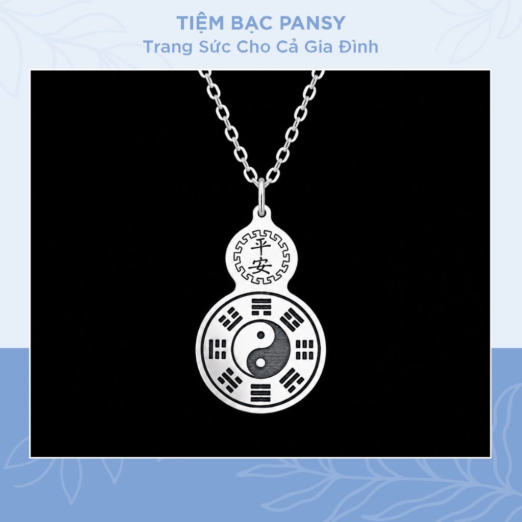 Mặt dây chuyền / Móc khoá hình bầu thái cực bát quái bằng bạc ta thật - TIỆM BẠC PANSY