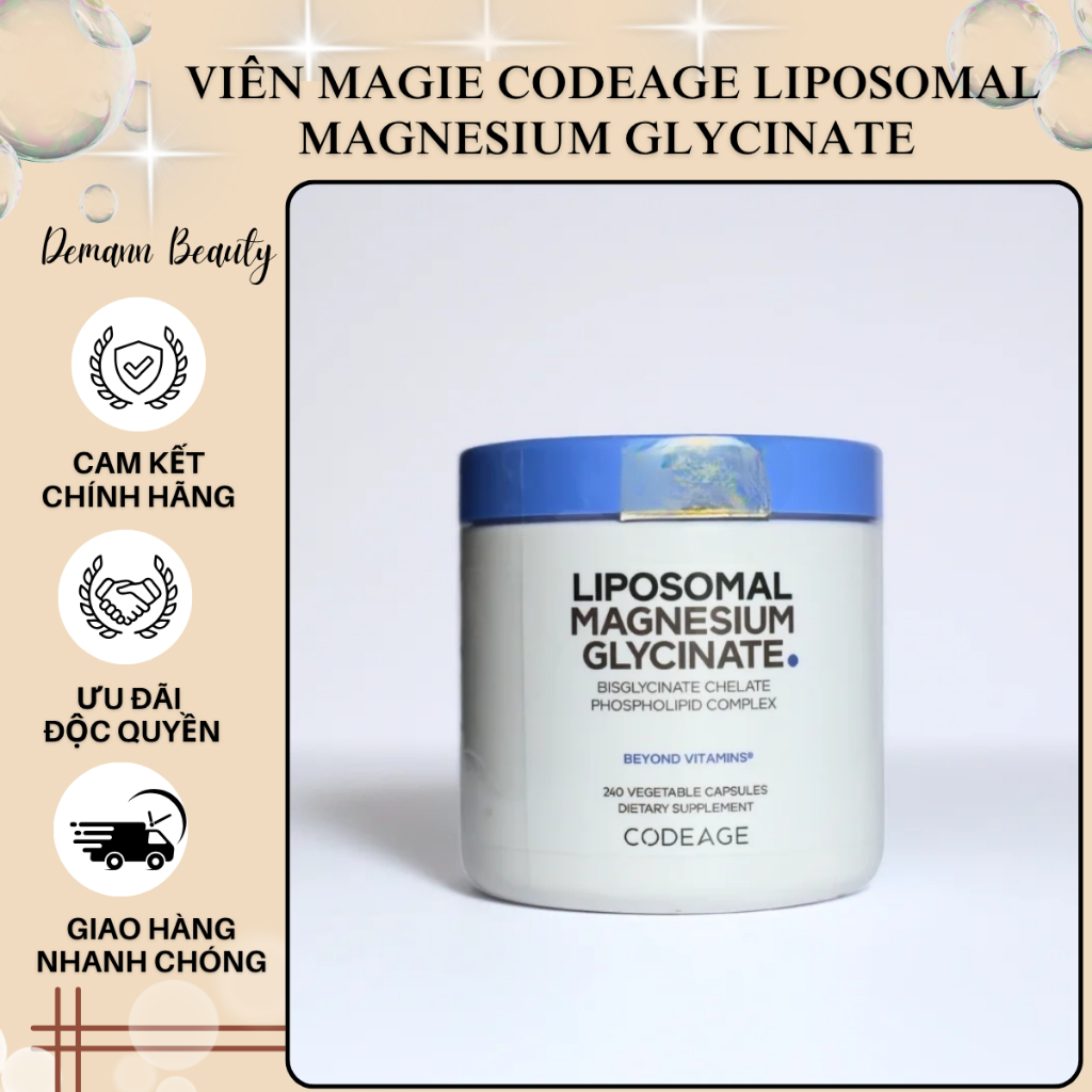 [Công ty] Viên bổ sung Magie - Magie CodeAge Liposomal Magnesium Glycinate Từ Mỹ 240 Viên