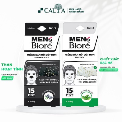 Hộp 4 Miếng Dán Lột Mụn Biore Cho Nam, Sạch Mụn, Se Khít Lỗ Chân Lông - Bioré Pore Pack