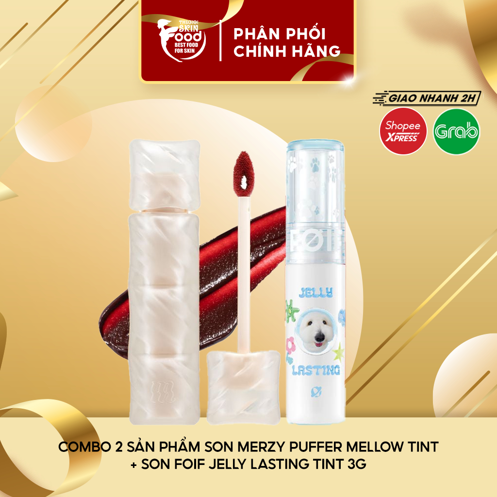 Combo 2 sản phẩm Son Merzy Puffer Mellow Tint + Son Foif Jelly Lasting Tint 3g