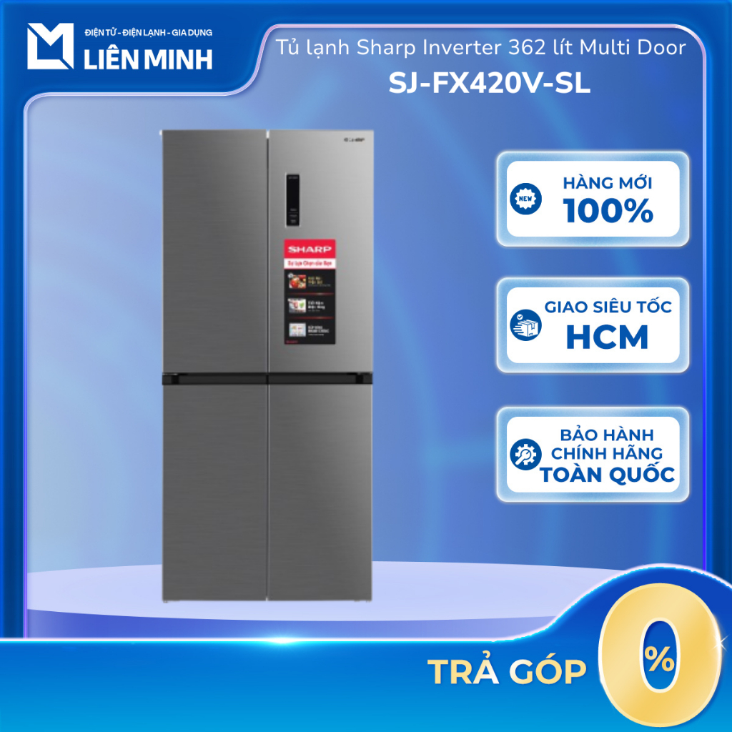 SJ-FX420V-SL - Tủ Lạnh Sharp Inverter 362 Lít SJ-FX420V-SL - Bảo Hành Chính Hãng