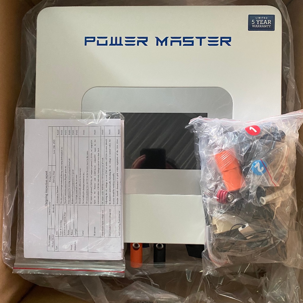 Inverter Hybrid Powermaster 6kW HI-6K-SL Hỗ Trợ Pin Lithium 48V 2 MPPT