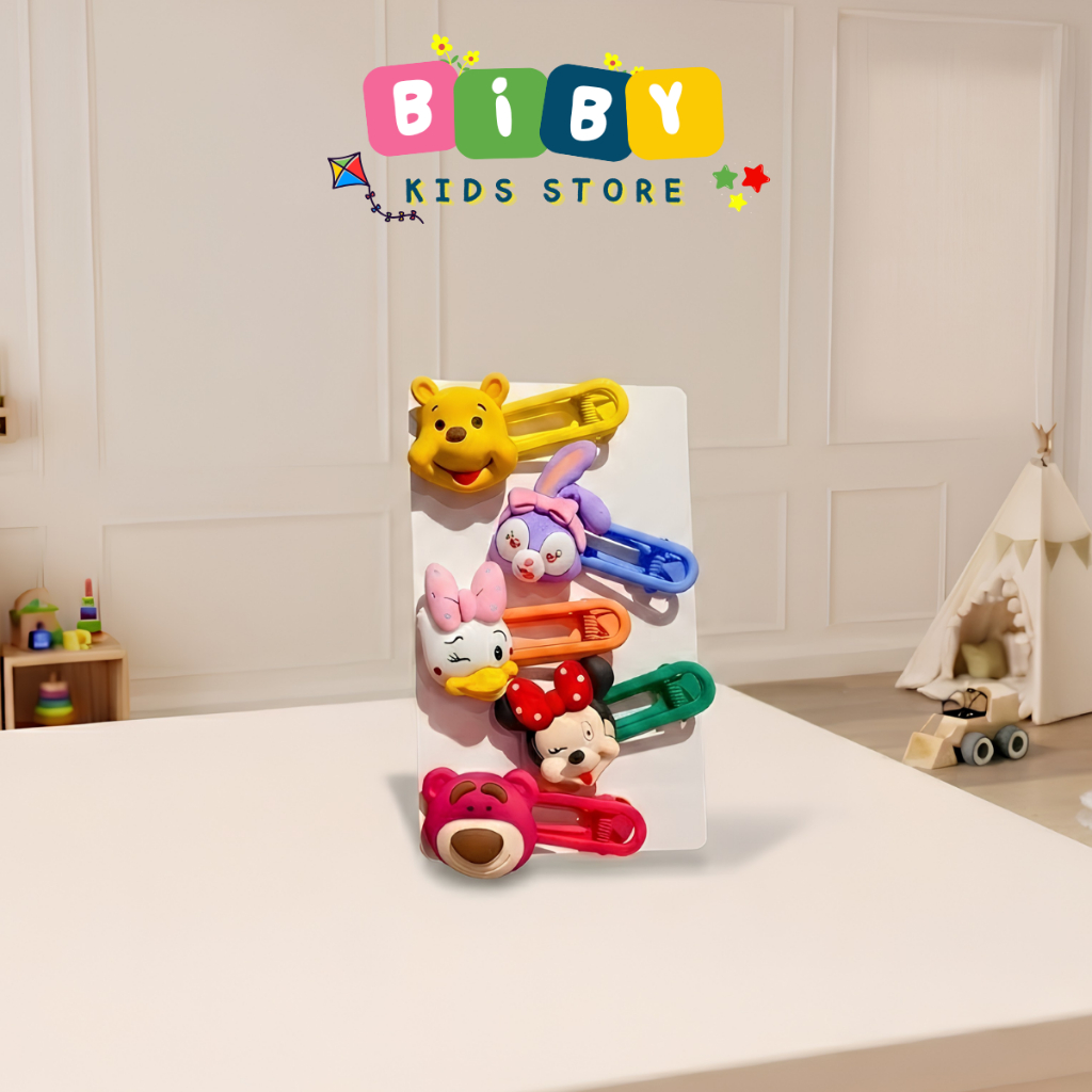 Set 5 Kẹp Tóc BIBY Hoạt  Hình Dễ Thương, Kẹp Tóc Bé Gái Ngộ Nghĩnh