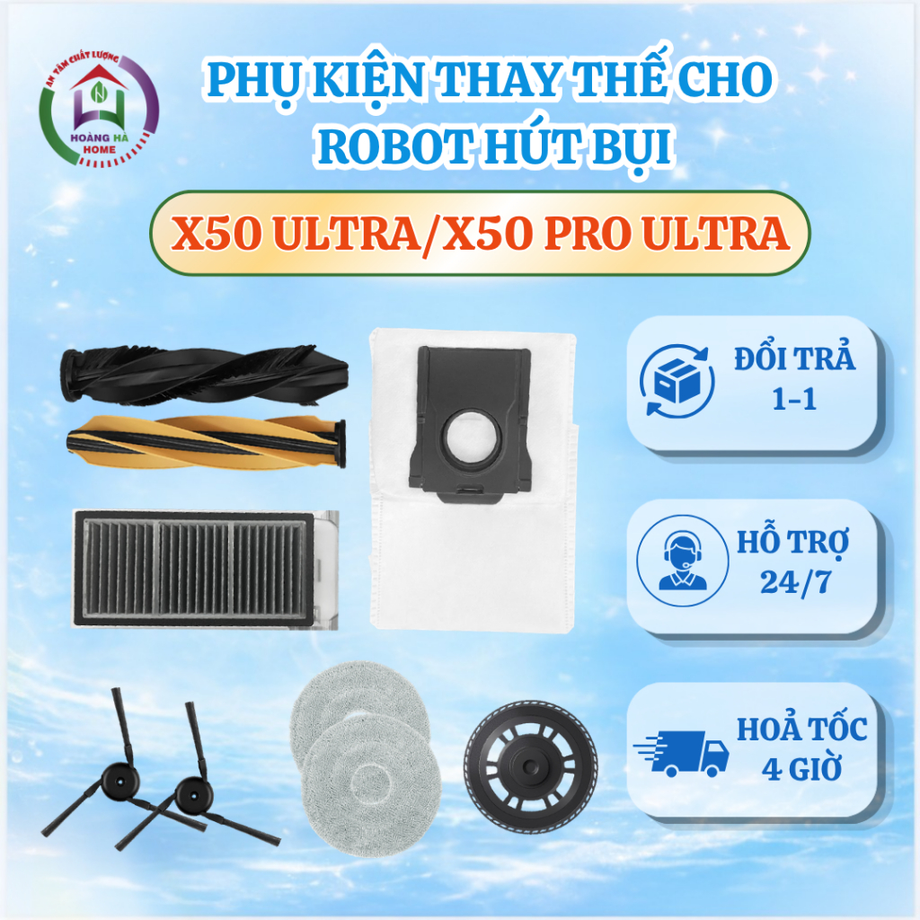 Phụ kiện thay thế cho dòng Dreame X50 Ultra, X50 Pro Ultra - Phụ kiện robot hút bụi tương thích cho 