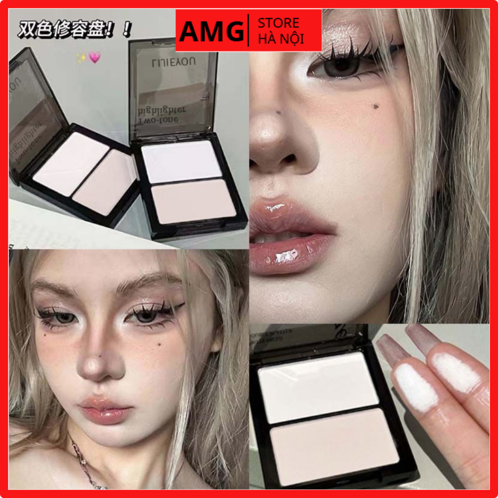 Bảng phấn bắt sáng và tạo khối hai màu highlight LIJIEYOU,phấn highlight lì làm sáng vùng khóe mắt