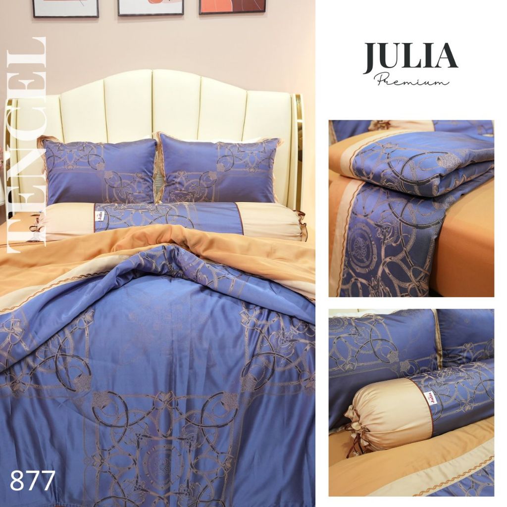 Bộ chăn ga gối lụa tencel gỗ sồi 100% Hàn Quốc Julia 877