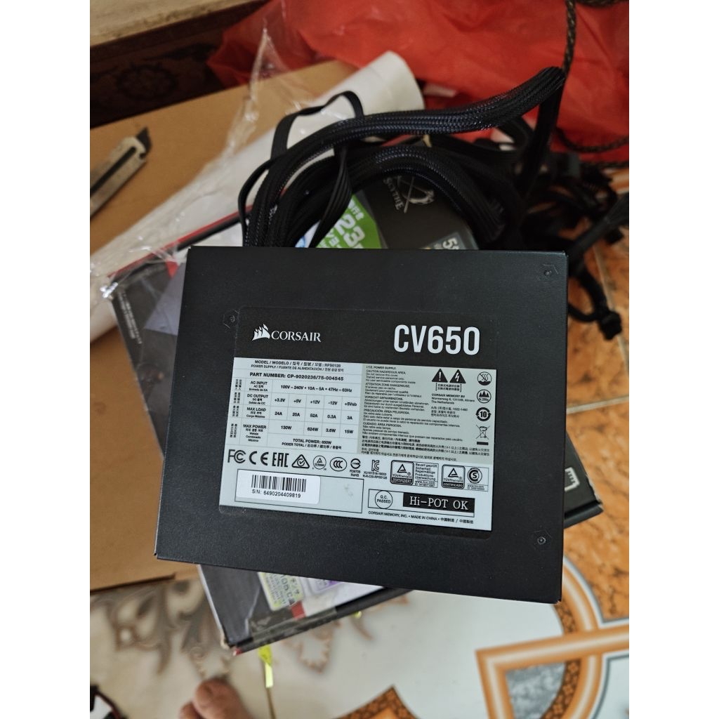 Corsair CV650 - Bộ nguồn máy tính Corsair CV650, mã sản phẩm CP-902267, hiệu suất cao, an toàn Hi-PO