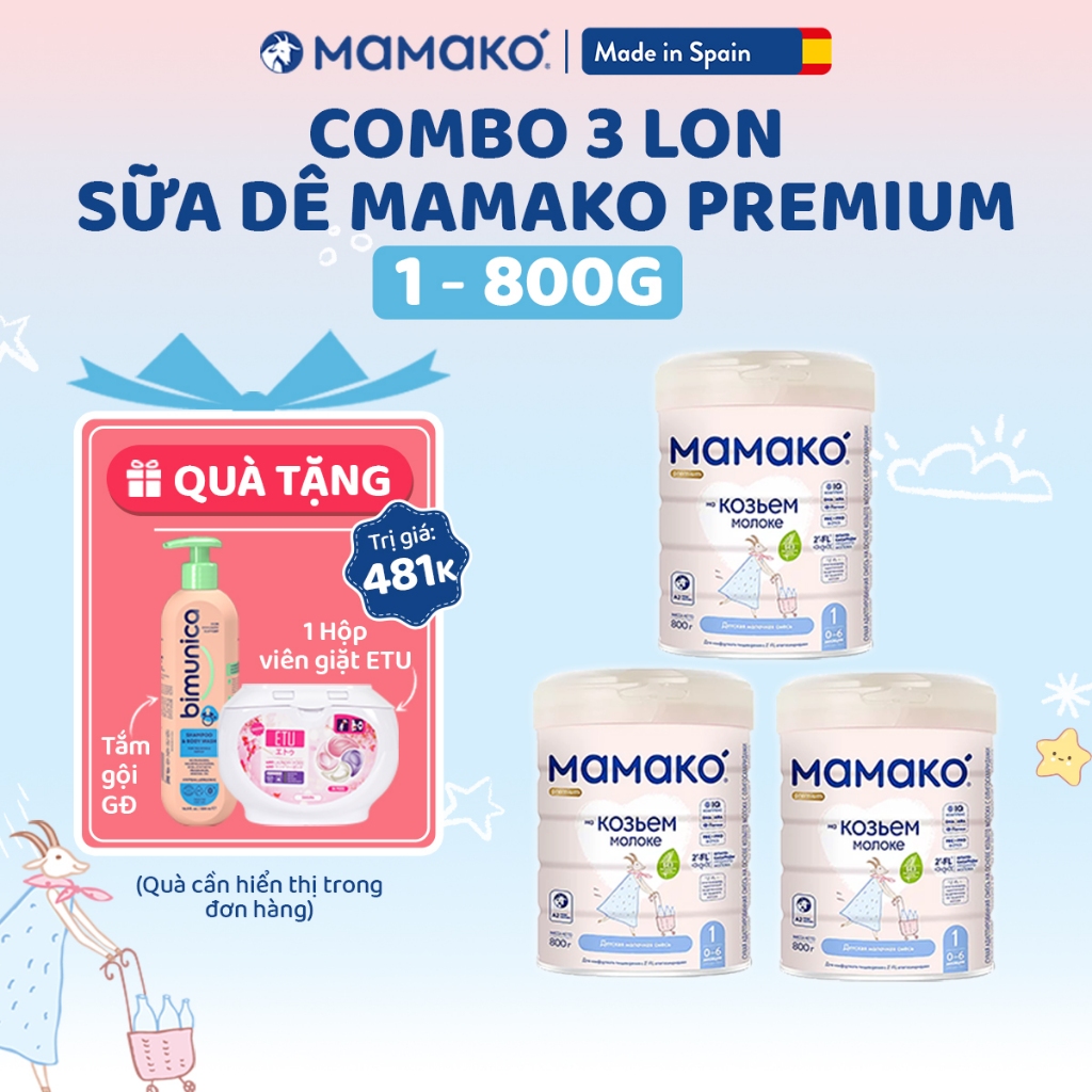Combo 3 Sữa Dê Công Thức MAMAKO Premium 800g