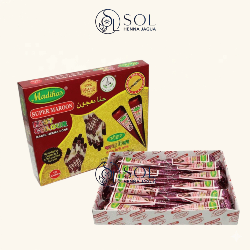 Mực Vẽ Henna Madihas Maroon Chính Hãng Ấn Độ – Henna Cone Vẽ Mehendi, Body Art, Bền Màu 7–10 Ngày