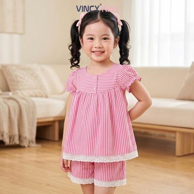 KSK01S6K01-BỘ SHORT KATE VỚI THIẾT KẾ  CỔ TRÒN  ĐIỂM NHẤN REN NỔI BẬT TẠO SỰ XINH XẮN VÀ ĐÁNG YÊU CHO BÉ.
