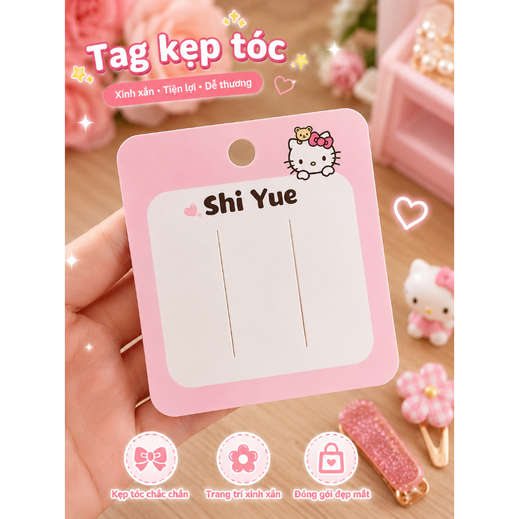 50/100 tag kẹp tóc hello kitty xinh xắn đáng yêu