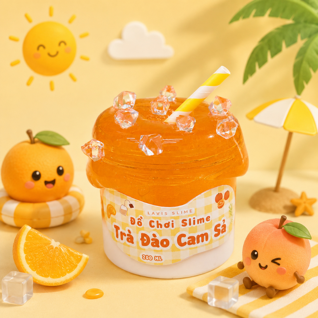 Lavis Slime - SLIME TRÀ ĐÀO CAM SẢ - Slime Trong + Slime Cơ Bản