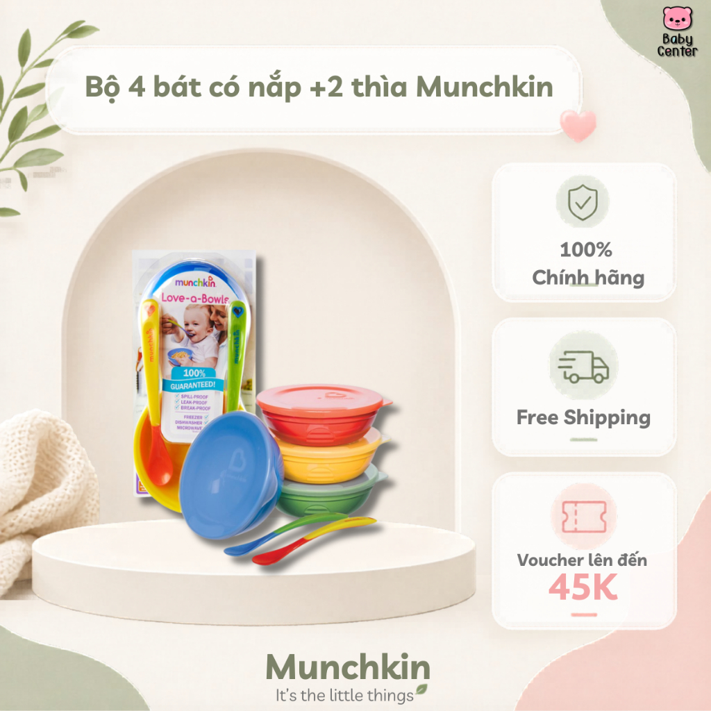 Bộ 4 bát có nắp +2 thìa Munchkin