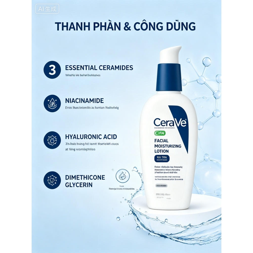 CeraVe PM 89ml Sữa Dưỡng Ẩm Ban Đêm Phục Hồi Hàng Rào Da