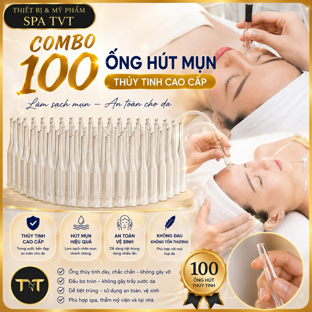 COMBO 100 ỐNG HÚT MỤN THỦY TINH – ỐNG HÚT BÃ NHỜN, DẦU THỪA, PHỤ KIỆN THAY THẾ MÁY HÚT MỤN