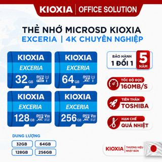 Thẻ nhớ microSDXC KIOXIA siêu bền 32GB - 256GB U3 V30 160MB/s 4K cho camera, smartphone I BẢO HÀNH 5 NĂM