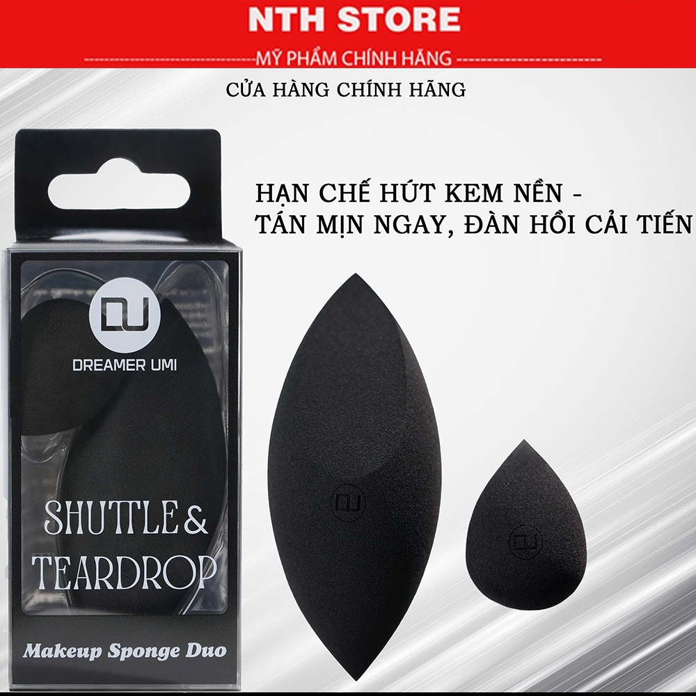 Bông Mút Tán Nền DREAMER UMI Hình Trái Tim DREAMER UMI + Kèm Hộp Đựng –  Hạn Chế Hút Kem Nền Tặng Kè