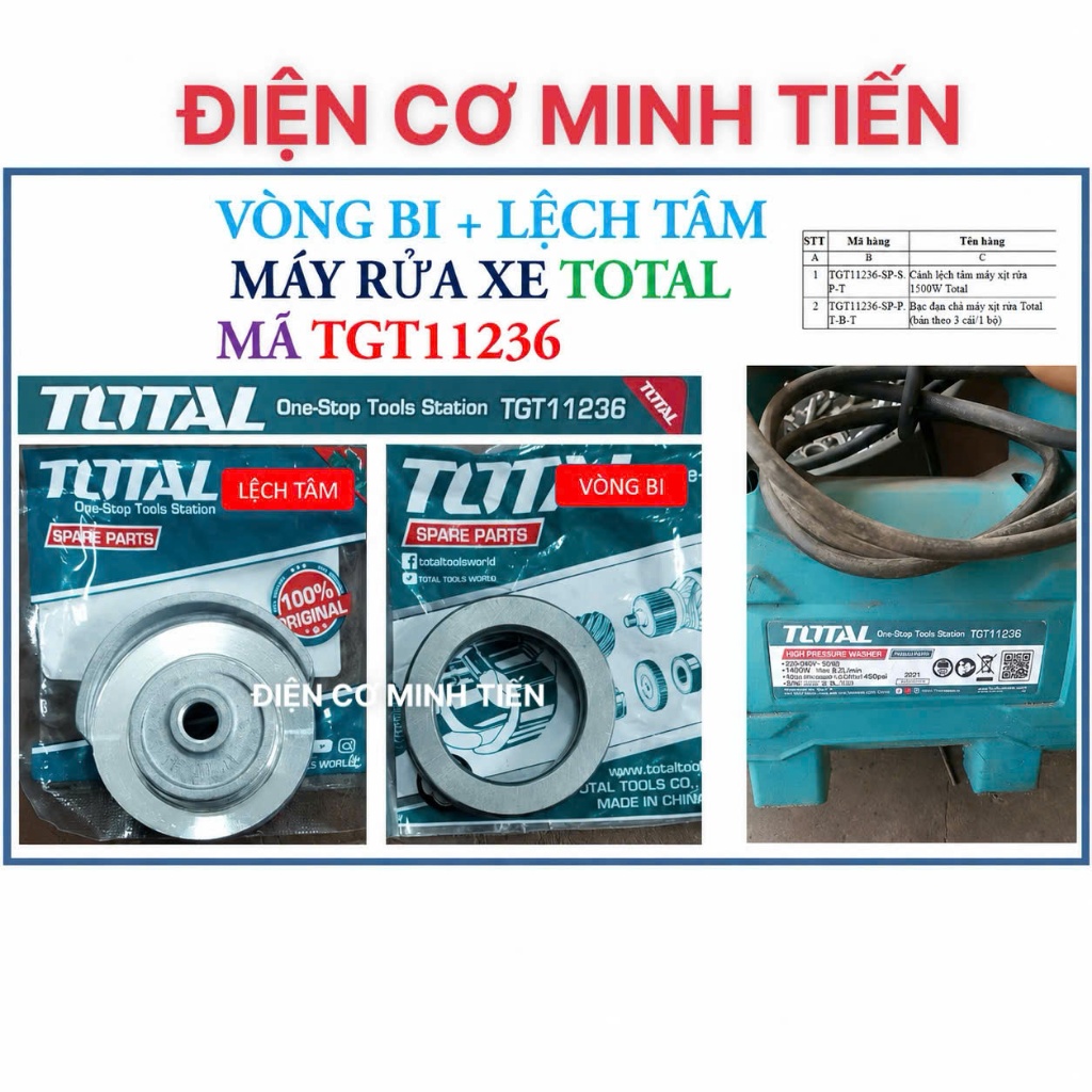 TOTAL - VÒNG BI - ĐĨA LỆCH TÂM - GỜ LE MÁY XỊT RỬA , RỬA XE TOTAL MÃ TGT11236, 11236, HPWR15028, 150