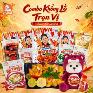 Combo Khổng Lồ Trọn Vị gồm chân gà khổng lồ 80gr, bánh tráng, bim bim, tăm cay, sốt  - Ăn Cùng Bà Tuyết