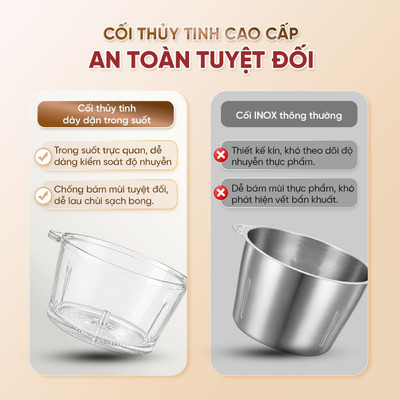 Máy xay thịt đa năng Masuto Máy xay thịt đa năng MSCHOPPER4S cối thủy tinh xay hạt xay gia vị xay khỏe siêu nhanh