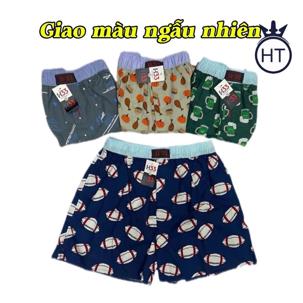 Combo 3 Quần Đùi Ngủ H33 (Loại 1)  Họa Tiết Hình Thú/ Kẻ Sọc, Chất Vải Kate Mềm, Mịn