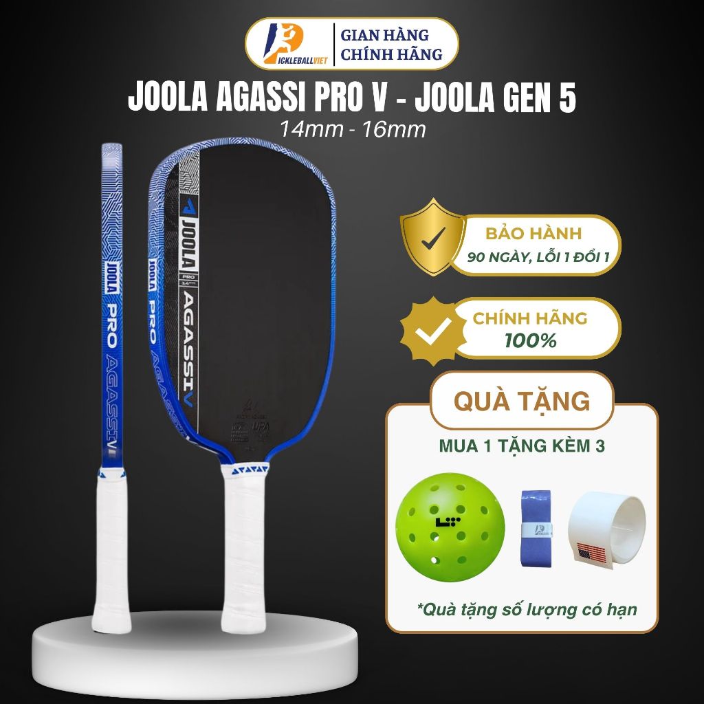 ✅ Vợt Pickleball Joola Agassi Pro V - Royal Blue (Andre Agassi) - Vợt Joola Gen 5 Chính Hãng
