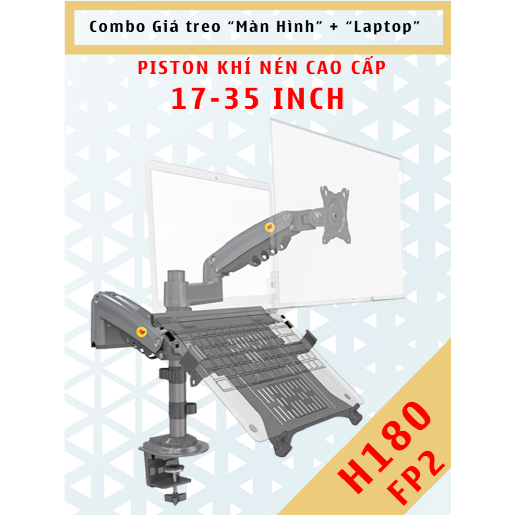 H180 + Fp2 - Combo Giá đỡ Laptop/ Macbook 10-17" inch - Giá đỡ màn hình máy tính 17-35inch