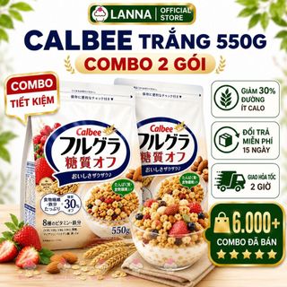 Ngũ cốc calbee trắng ít đường ăn kiêng giảm cân nhật bản, hoa quả hạt sấy - 550g