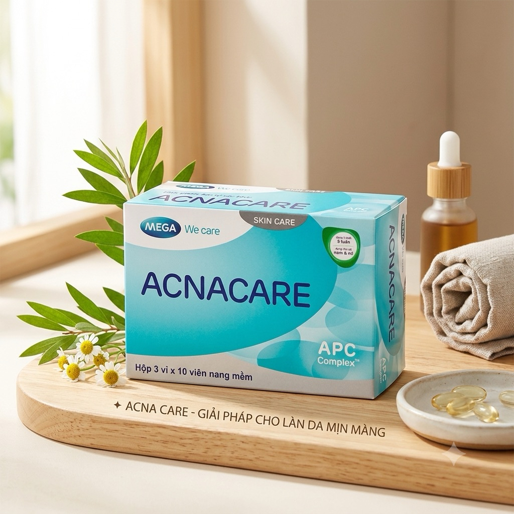 Viên Uống Giảm Mụn Acnacare Mega We Care (Hộp 30 Viên) - Hỗ Trợ Giảm Mụn Trứng Cá, Kiểm Soát Nhờn & 