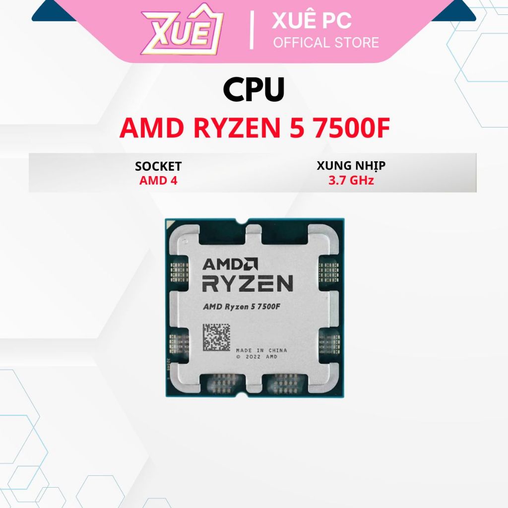 CPU AMD Ryzen 5 7500F TRAY NEW Chính hãng - BH 36 tháng