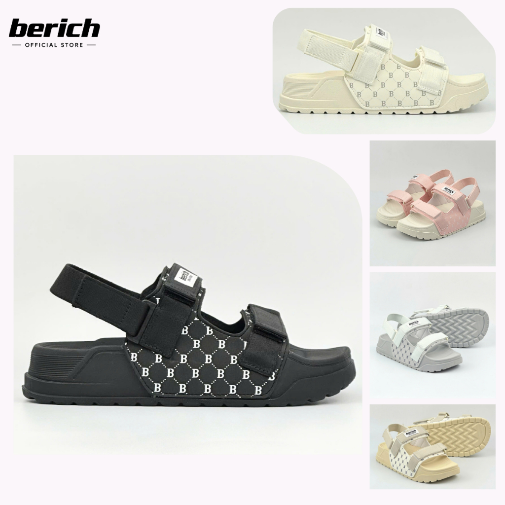 Dép Sandal Berich BE977 IN 2 Quai Ngang - Sandal Quai Hậu Họa Tiết Monogram Đế Êm Nhẹ Cao Cấp