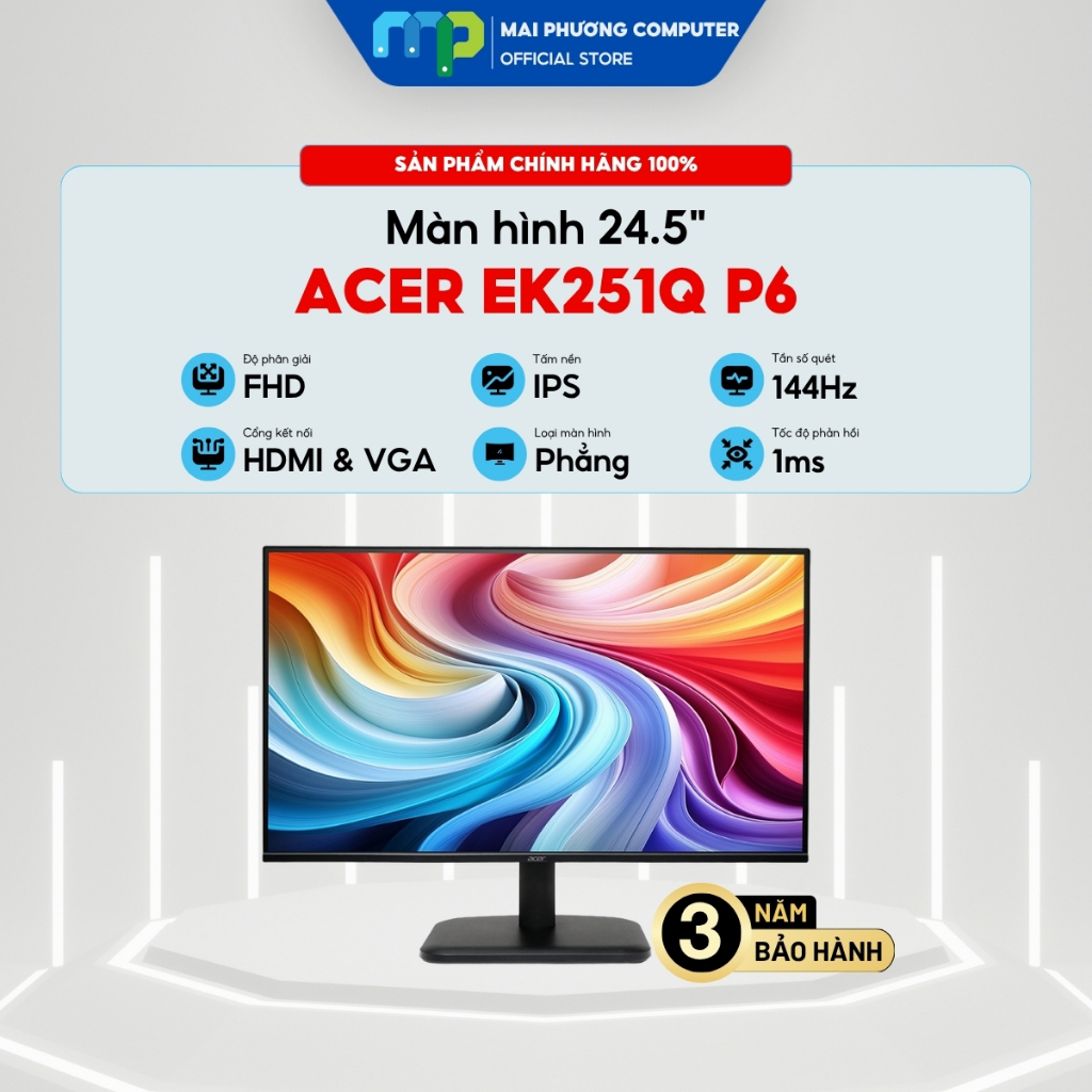 Màn hình Acer EK251Q P6 - 24.5inch - IPS - 144HZ - 1ms - Bảo hành 36 tháng