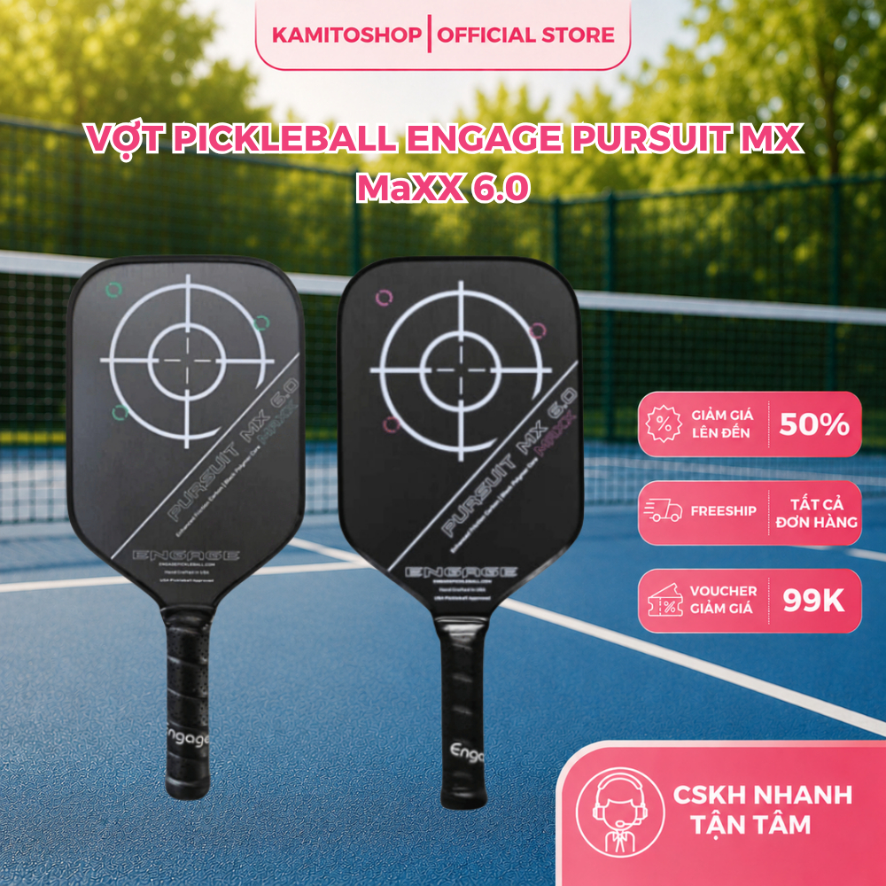 Vợt Pickleball Engage Pursuit MX Maxx 6.0 Chính Hãng – Mặt Carbon Control, Trợ Lực Tốt, Thi Đấu Chuy