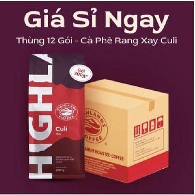 Thùng 12 gói Cà Phê Rang Xay Culi Highlands Coffee 200g
