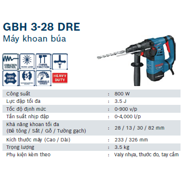 Máy khoan bê tông Bosch GBH 3-28 DRE